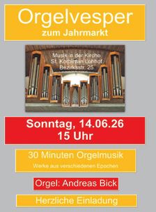 Bild Orgelvesper, St. Korbinian, 14.06.2026, 15:00 Uhr